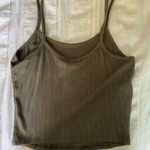 Ribbed army green tank top